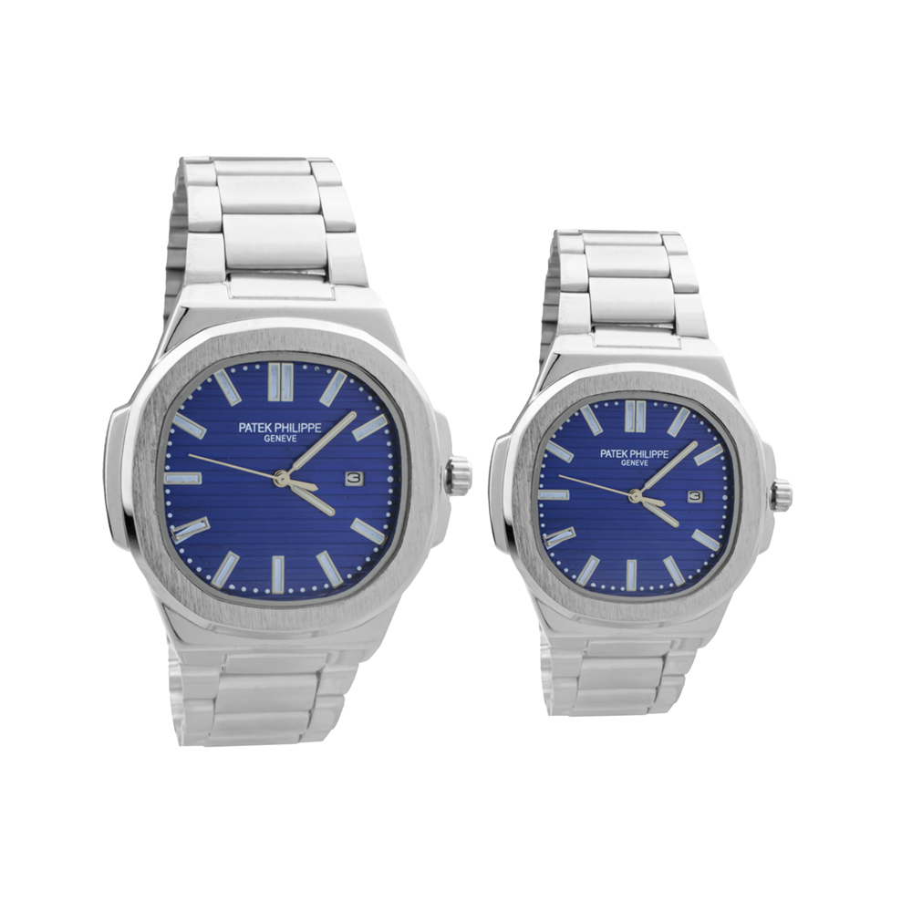 ساعت ست استیل برند پتک فیلیپ PATEK PHILIPPE نقره ای با صفحه سرمه ای