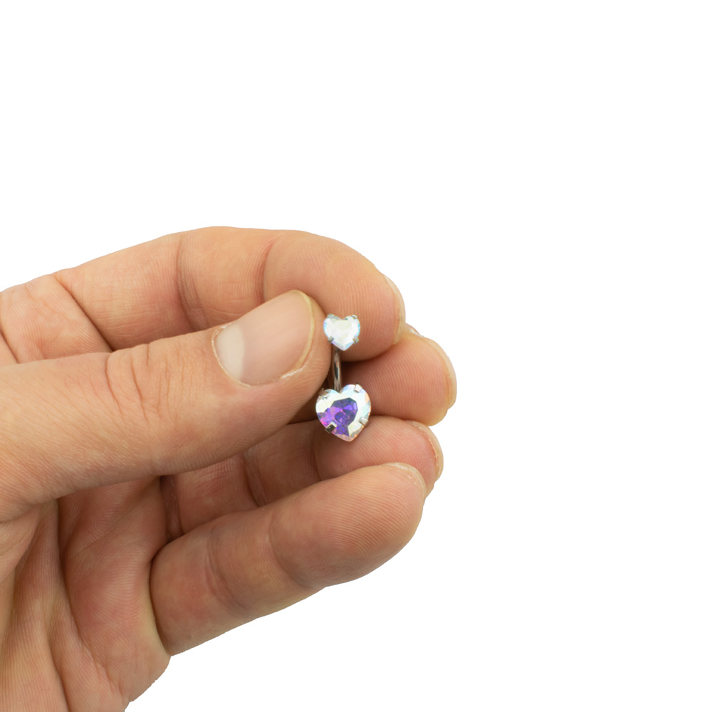 پیرسینگ ناف استیل زنانه طرح قلب کوچک با رنگ نقره ای - Image 2